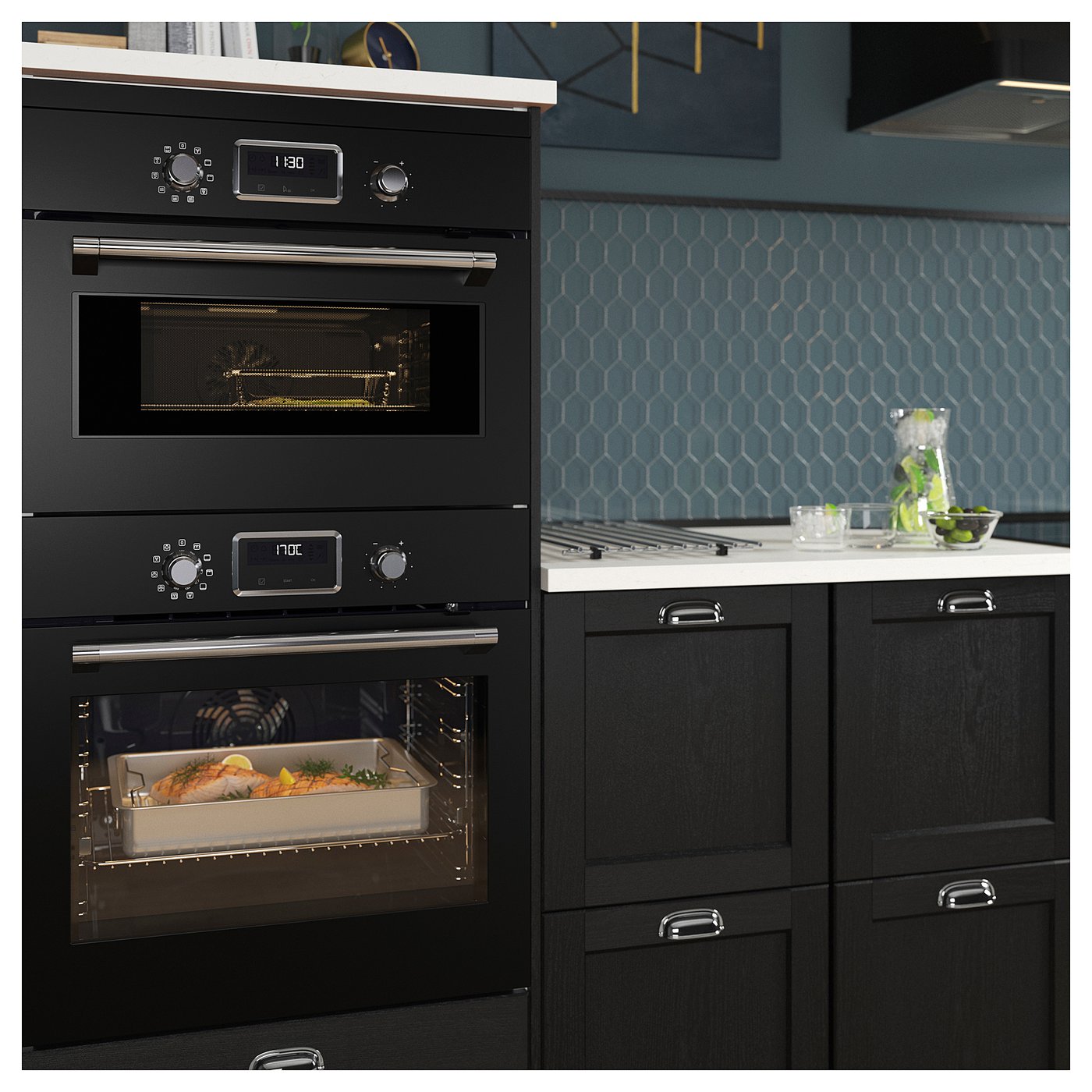 SMAKSAK Microondas combi+horno aire forzado, negro - IKEA