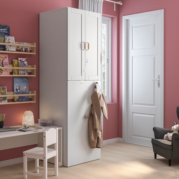 SMÅSTAD Armario con módulo extraíble - blanco con marco/con barra para