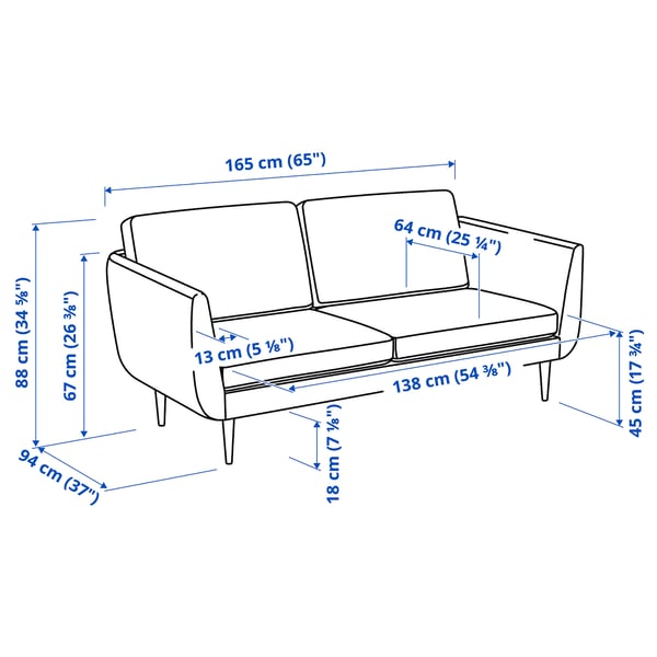 SMEDSTORP Sofá de 2 plazas, Viarp/beige/marrón roble - IKEA