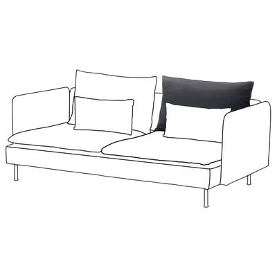 Sofá blanco SÖDERHAMN con cojines gris oscuro, patas elegantes, diseño minimalista.