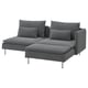 SÖDERHAMN Sofá de 2 plazas, con chaiselongue con reposabrazos/Johanneshov gris oscuro