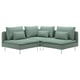 Sofá modular SÖDERHAMN verde con asientos profundos, diseño angular y patas metálicas.