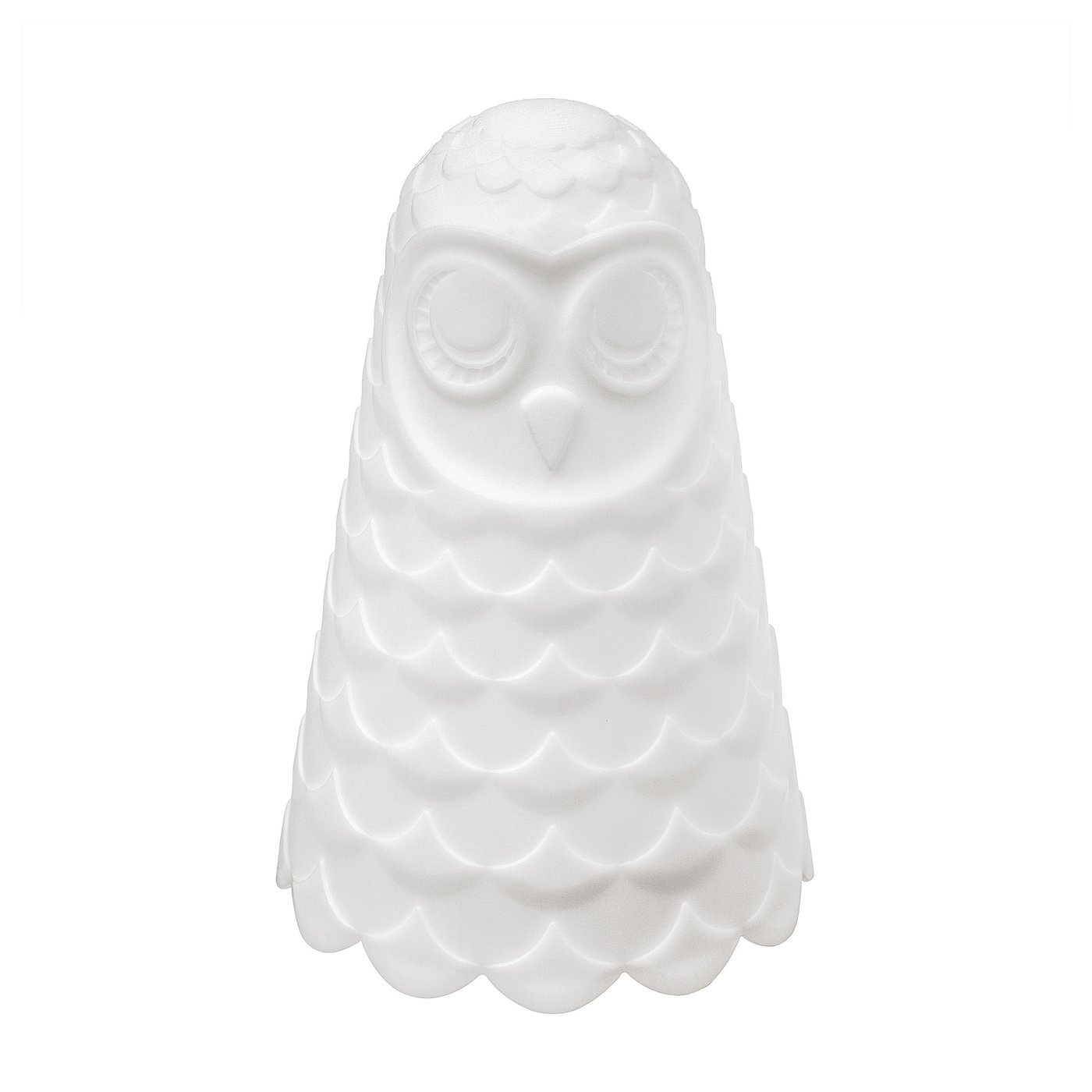 solbo lampara mesa blanco buho a pilas 14 cm