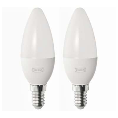 SOLHETTA Bombilla LED E14 470 lúmenes, vela acanalada/blanco ópalo