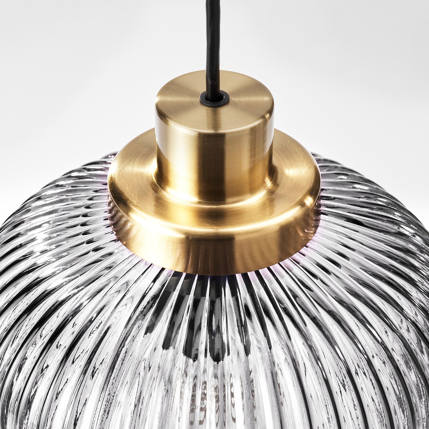 SOLKLINT Lámpara de techo, latón/vidrio transparente gris, 22 cm IKEA