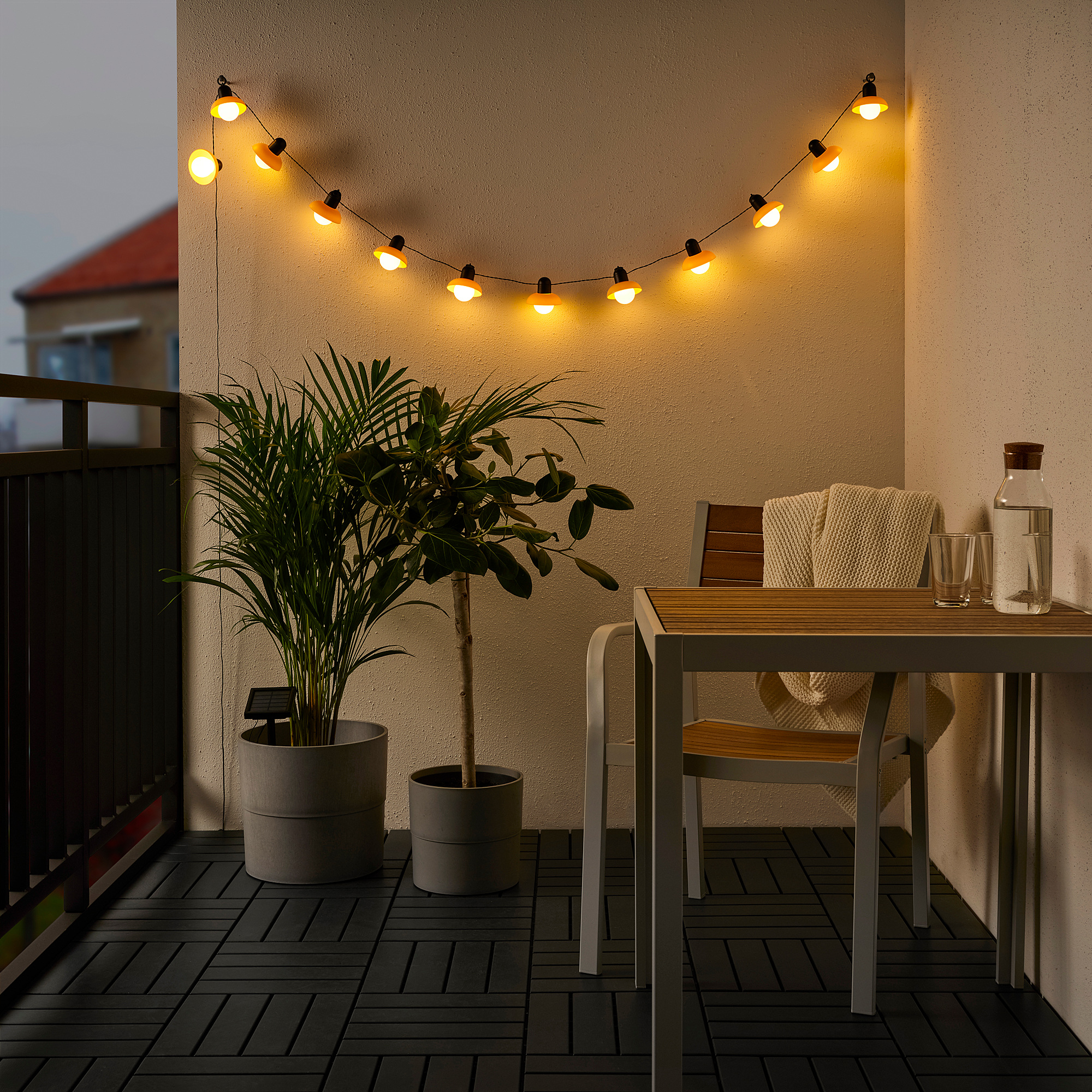 SOLVINDEN Guirnalda lum LED 12, exterior energía solar/minifarol beige