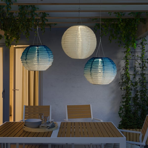 solvinden lampara techo solar led exterior globo tonos azules 30 cm