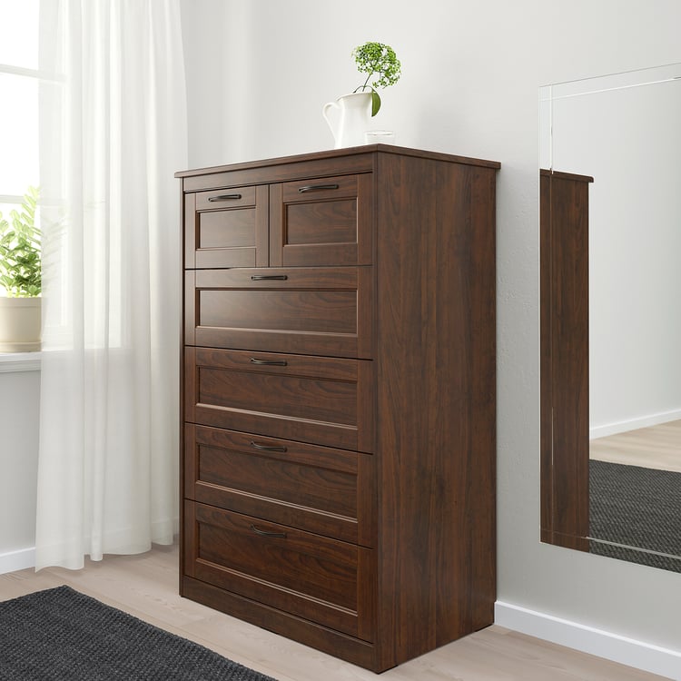 SONGESAND cómoda de 6 cajones, marrón, 82x126 cm IKEA