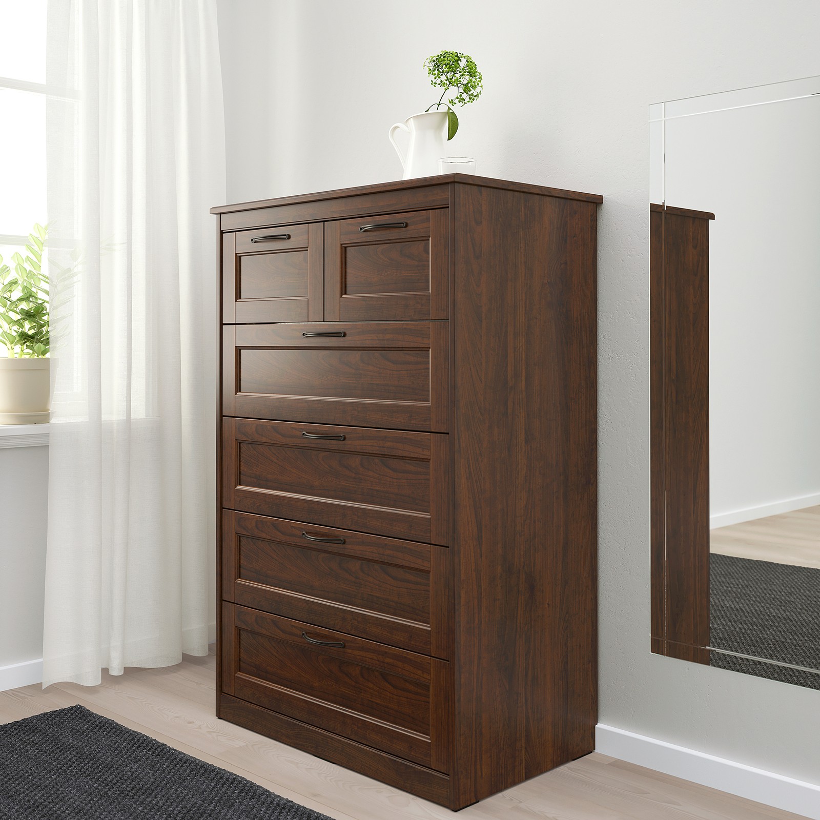 SONGESAND Cómoda de 6 cajones, marrón, 82x126 cm IKEA