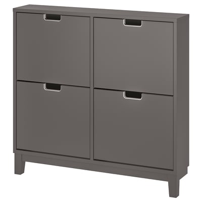 [en.casa] Zapatero de 3 Niveles Organizador de Calzados con Puertas Mueble  para Zapatos Recibidor Metal/Aglomerado 86 x 60 x 36 cm Roble Gris/Beige