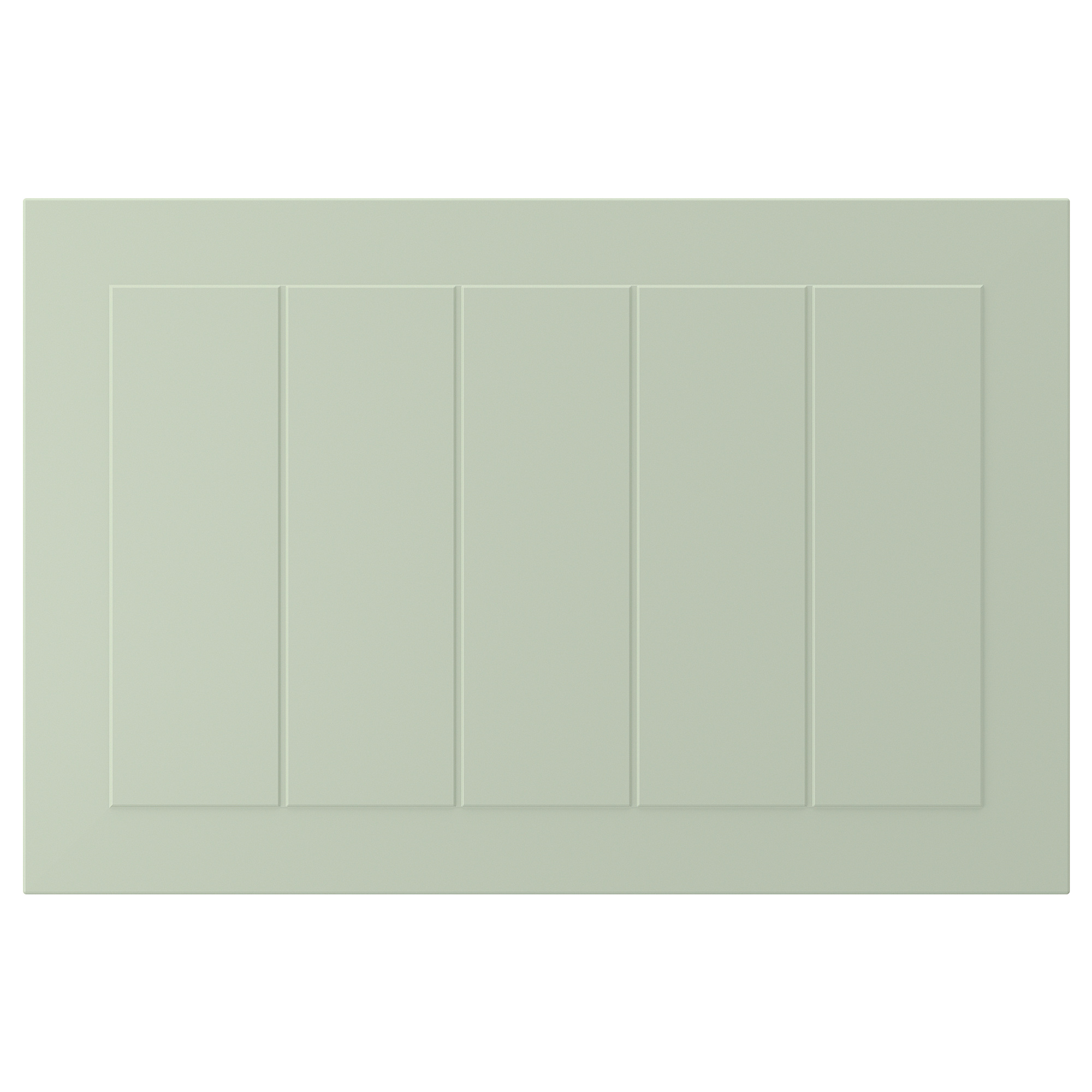Frentes de armario STENSUND, de color verde claro con paneles ranurados, de tablero de fibra, de forma rectangular.
