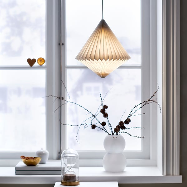 STRÅLA Pantalla para lámpara, forma de diamante blanco, 32 cm