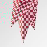 Pantalla de cuadros rojos y blancos, diseño elegante y de alta calidad.