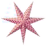 Estrella de papel STRÅLA, diseño a cuadros rojos-blancos, forma 3D, piezas de acero inoxidable.