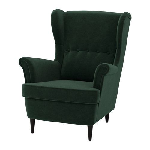 STRANDMON - sillón orejero, Djuparp verde oscuro Embalado. Nuevo.