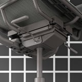 Silla gaming Styrspeel, negro, respaldo de malla, partes ajustables, base gris, diseño ergonómico.