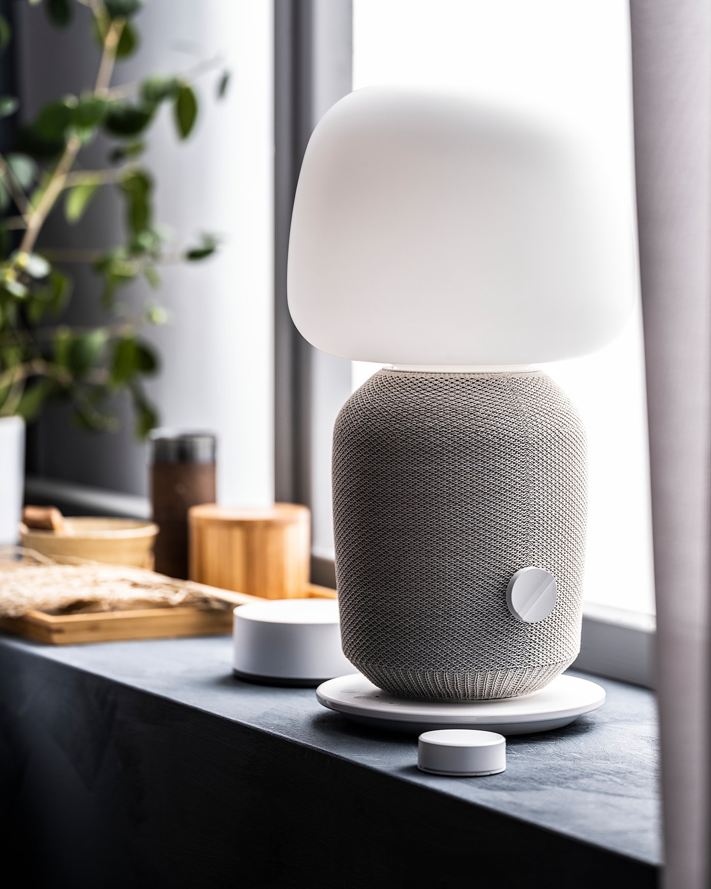 symfonisk lampara mesa altavoz wifi blanco