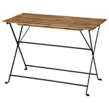 Mesa TÄRNÖ: rectangular, tapa de madera, patas de metal negro, plegable, uso en exteriores.