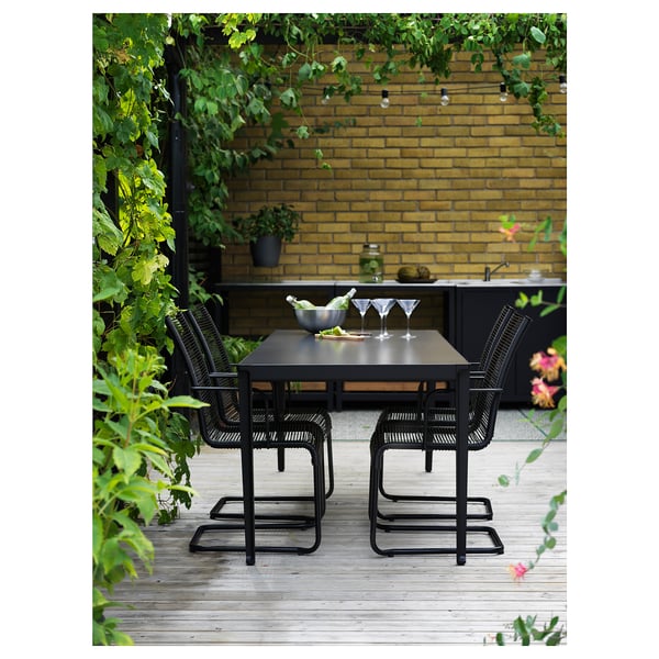 VÄRMANSÖ Mesa jardín, gris oscuro, 224x93 cm - IKEA