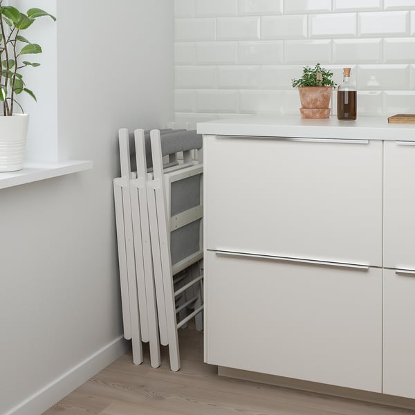 TERJE Silla plegable, blanco/Knisa gris claro - IKEA