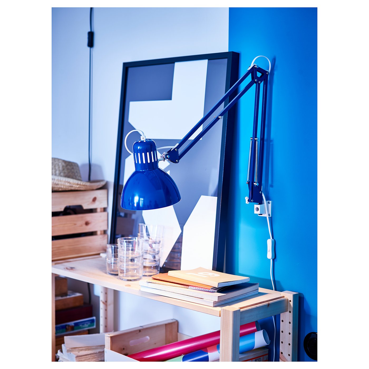 tertial lampara flexo de trabajo azul
