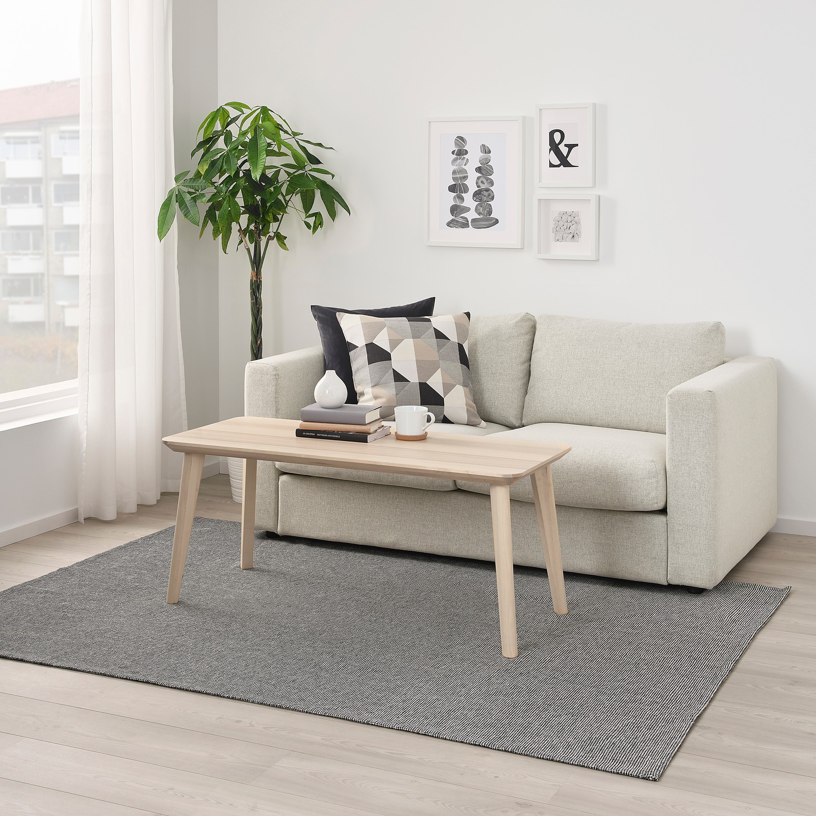 TIPHEDE Alfombra, gris/blanco, 155x220 cm - IKEA