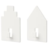 Dos ganchos de pared blancos minimalistas para objetos ligeros.