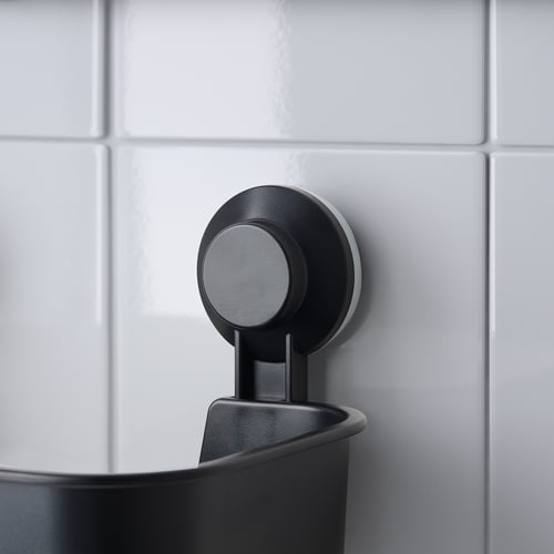 TISKEN Cesto c/ventosa, negro - IKEA