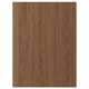 Esta imagen muestra paneles de madera TISTORP de color marrón nogal. Cuentan con un acabado suave, un patrón de grano vertical y un diseño simple.