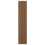 La imagen muestra el frente de la puerta de diseño de madera de grano marrón nogal TISTORP. Forma rectangular, patrón de vetas de madera lisas.