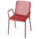 Silla de exterior TORPARÖ roja; metal, plástico; Diseño perforado, cómodo.