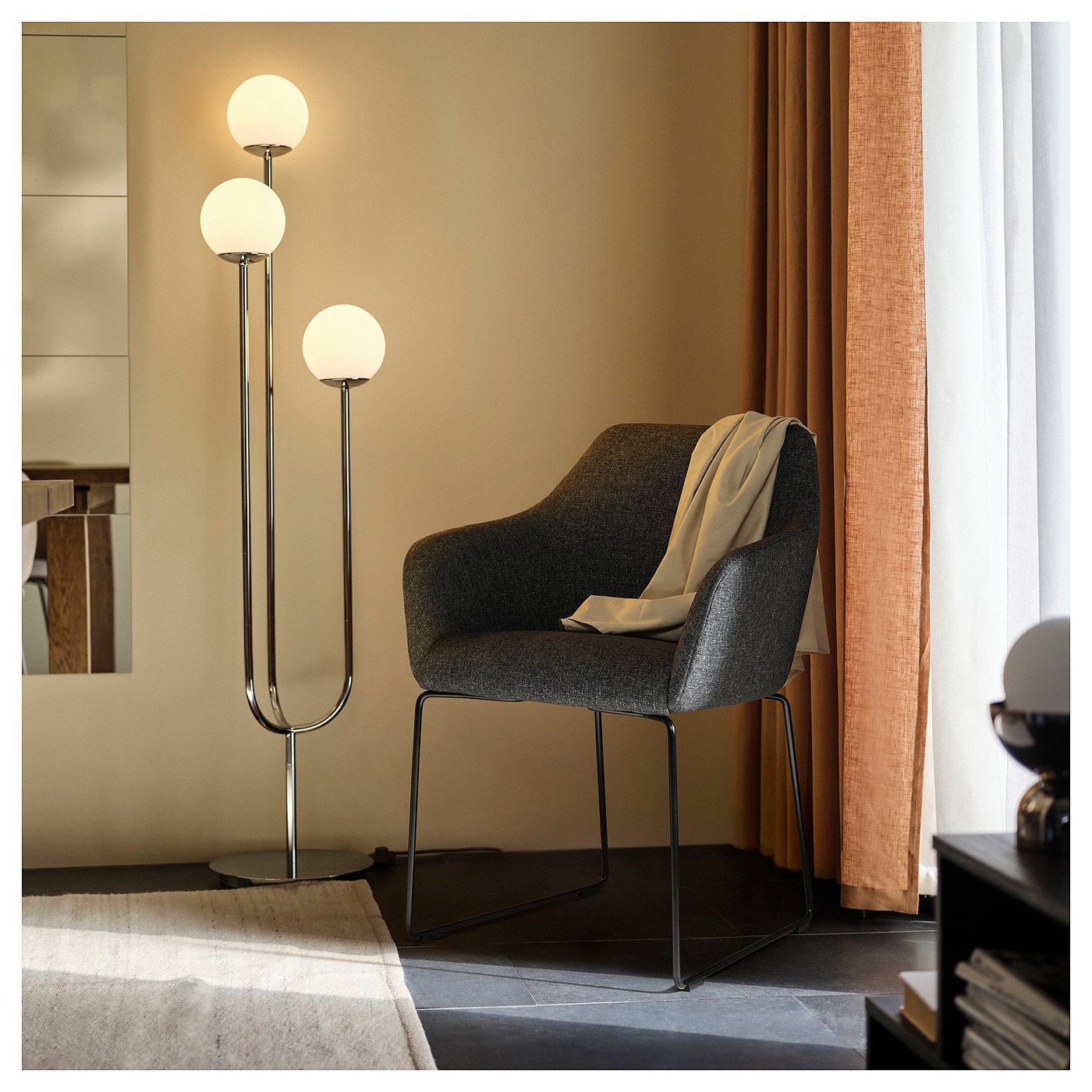 TOSSBERG silla, metal negro/Gunnared gris oscuro - IKEA