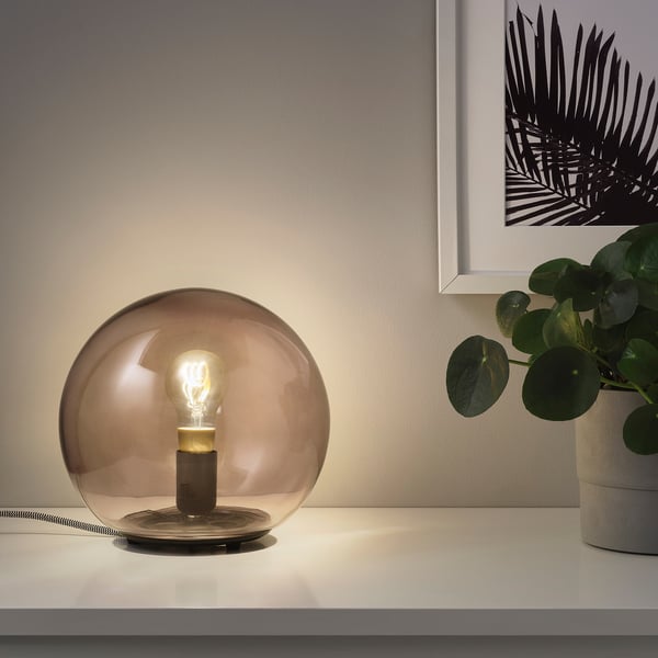 tradfri bombilla led e27 250 lumenes regulac lumin inalambr luz calida forma de globo vidrio transparente marron