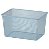 Caja de almacenamiento de malla TROFAST azul claro, diseño de rejilla rectangular, acero con recubrimiento en polvo.