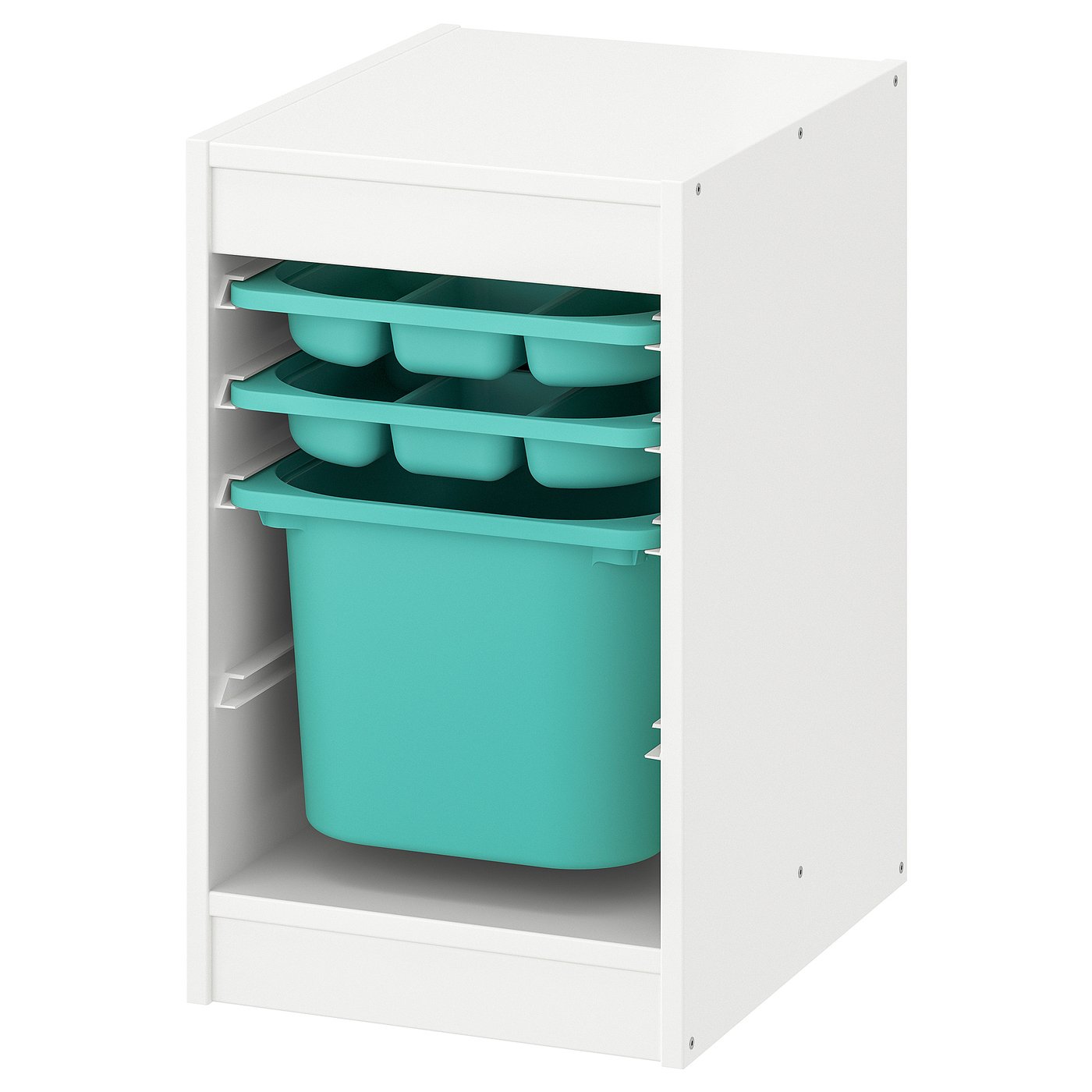 TROFAST combi alm caja/bandejas, blanco/turquesa, 34x44x56 cm IKEA