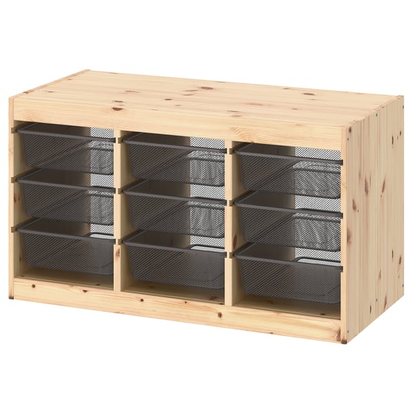 TROFAST combinación de almacenaje con cajas, pino tte claro blanco/gris,  93x44x52 cm - IKEA