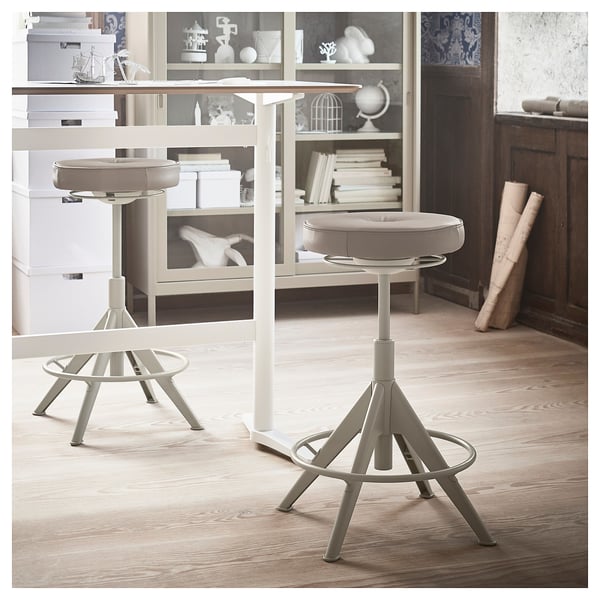 TROLLBERGET Taburete alto elevable, Grann beige