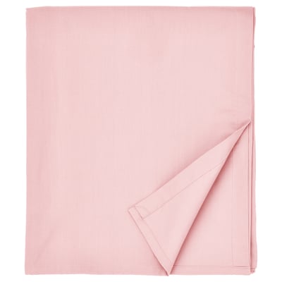 Sábana plana ULLVIDE rosa claro, rectangular con detalle de borde doblado, suave mezcla de algodón y lyocell.