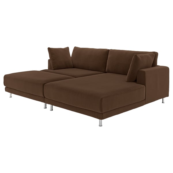 UPPÅKRA Sofá modular 3 plazas, con chaiselongue dcha +reposapiés/Samsala marrón oscuro