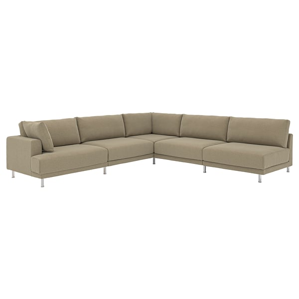 UPPÅKRA Sofá modular esquina 6, sin reposabrazos derecha/Johanneshov marrón/beige