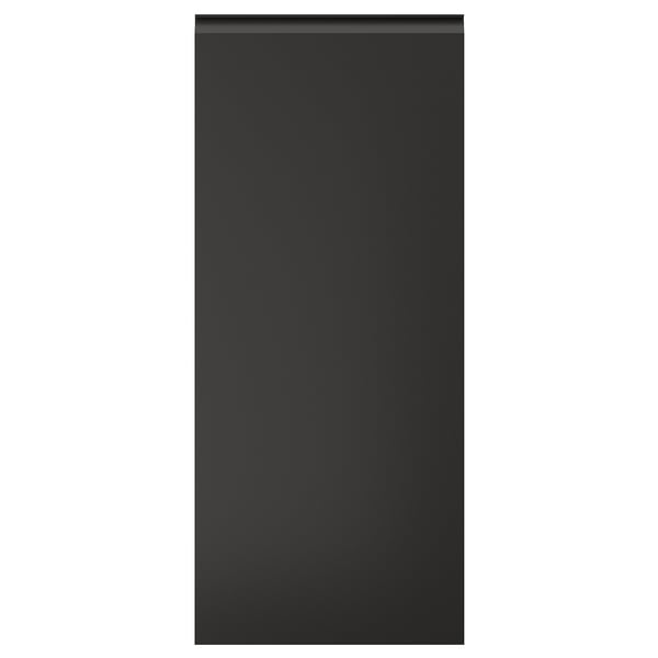 Puerta de armario de cocina rectangular negra con diseño elegante y moderno y tirador integrado.