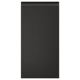 Puerta de armario de cocina negra con tirador elegante, diseño moderno, bordes biselados.
