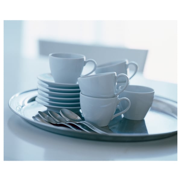 VÄRDERA Taza de café con plato, blanco, 20 cl - IKEA