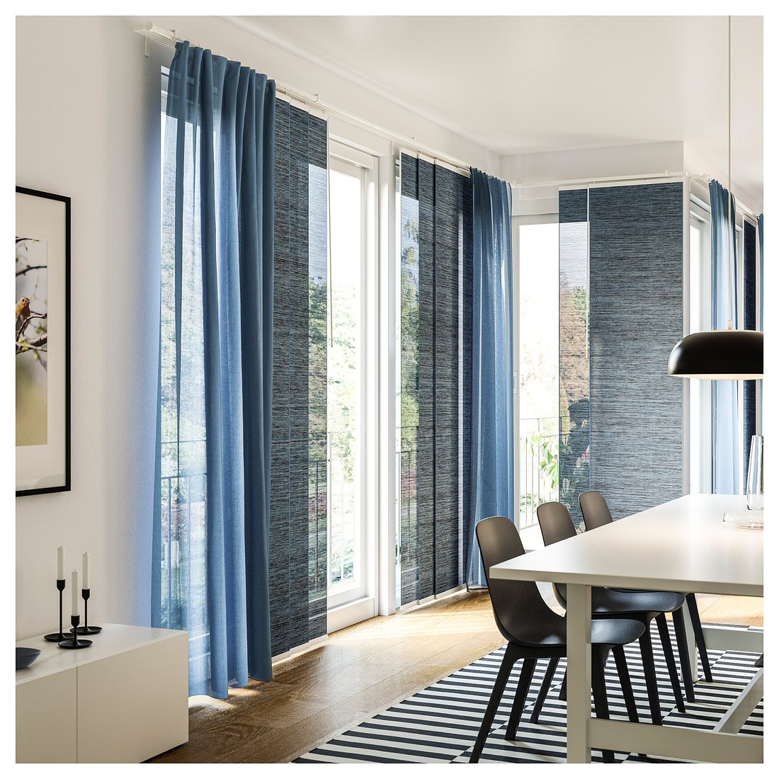 VIDGA Barra para cortina, 3 guías, blanco - IKEA