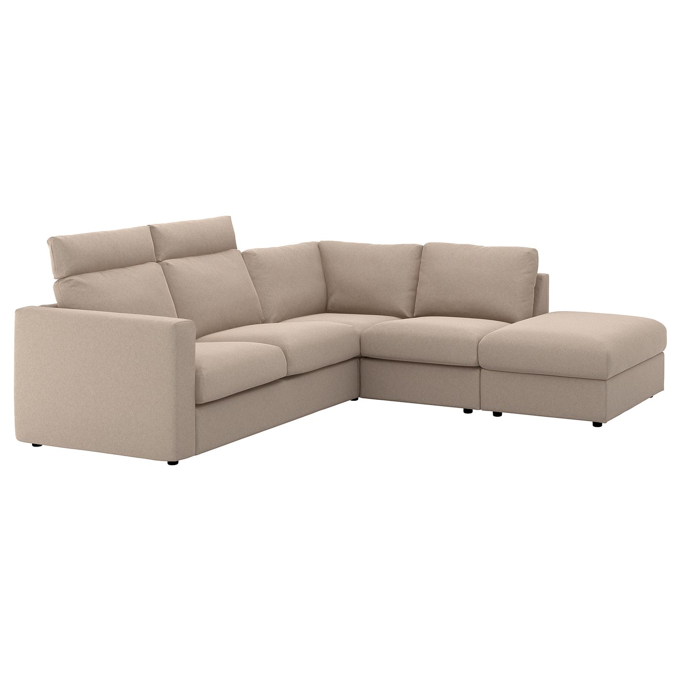 VIMLE Sofá 4 plazas esquina +extremo abierto con reposacabezas