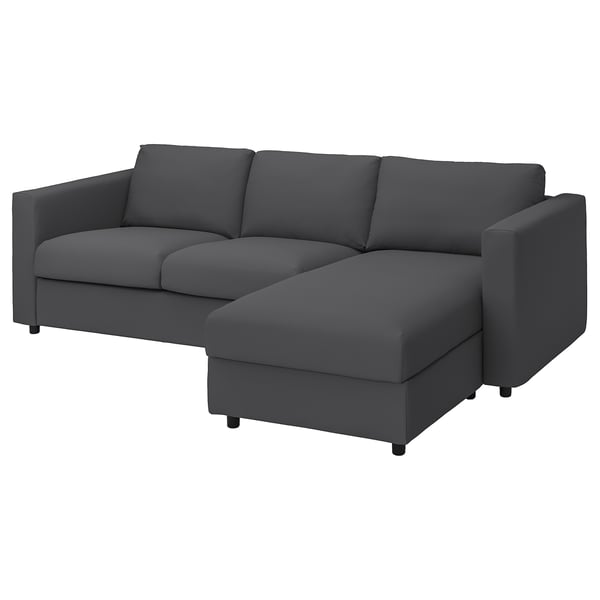 VIMLE Funda sofá 3 plazas chaiselongue, Hallarp gris - IKEA