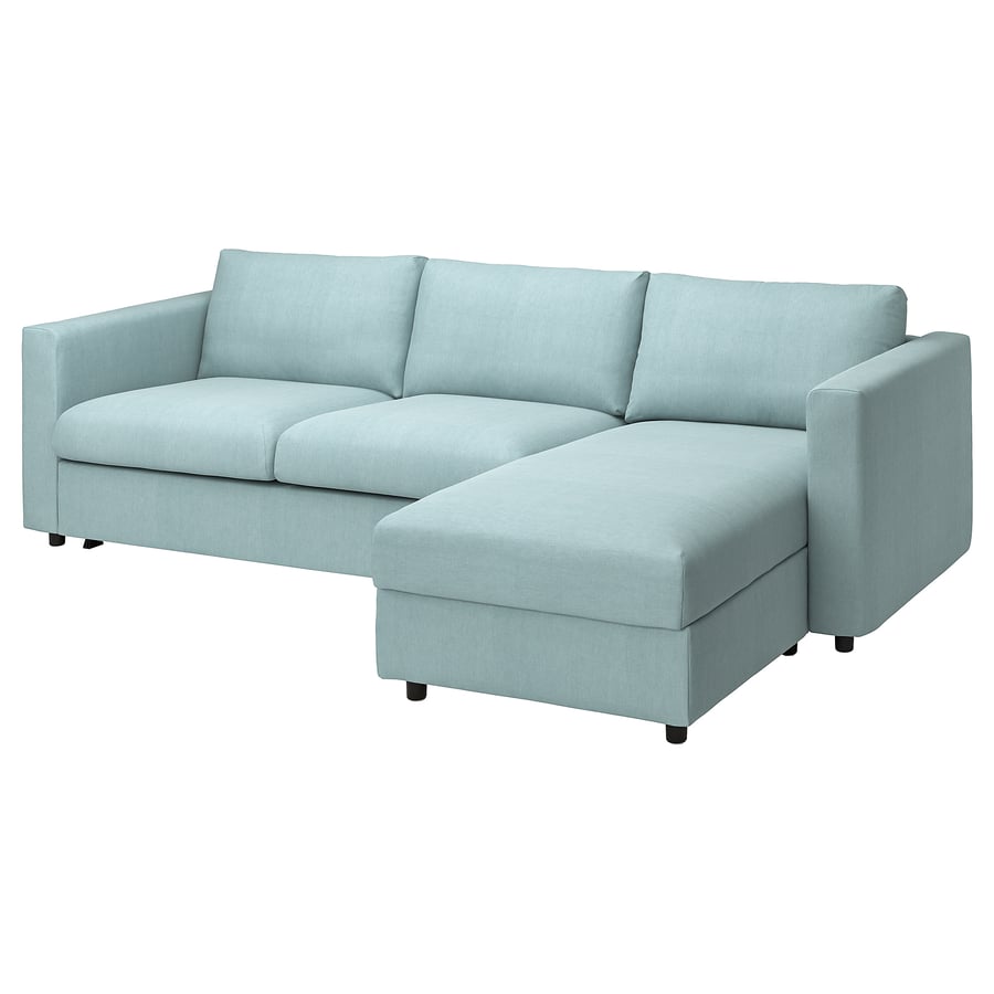 VIMLE funda sofá cama 3+chaiselongue, Saxemara azul claro IKEA