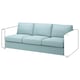 Sofá VIMLE, azul claro, diseño moderno, asiento y respaldo acolchados, estilo minimalista, tres plazas.