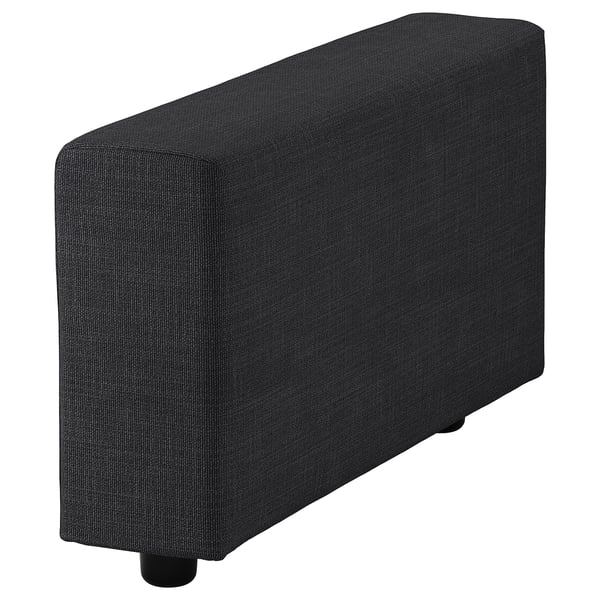 Sección de sofá VIMLE carbón, rectangular, tela afelpada sobre patas negras.