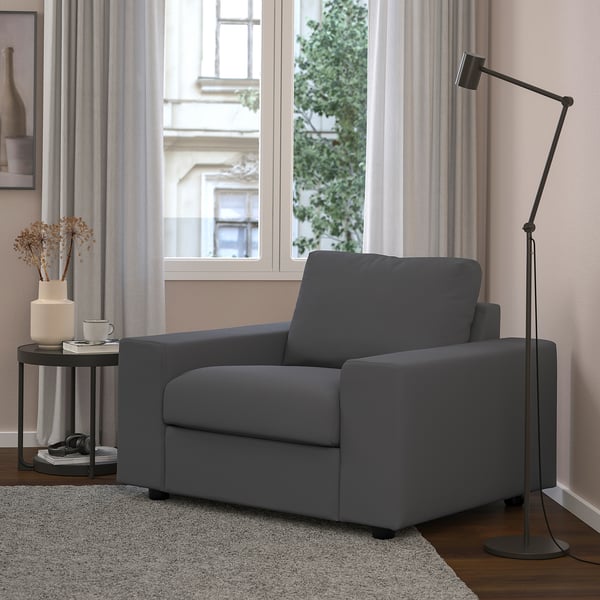 VIMLE sillón, con reposabrazos anchos/Hallarp gris - IKEA